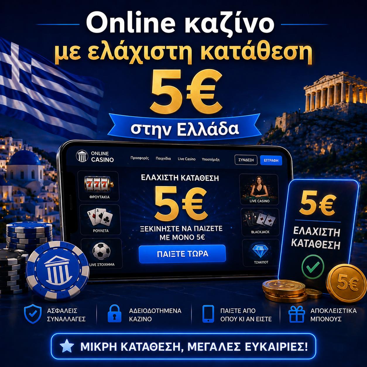 Online καζίνο με ελάχιστη κατάθεση 5€ στην Ελλάδα